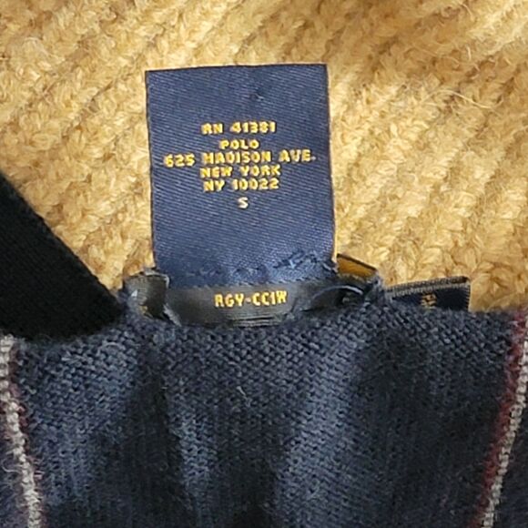 Ralph Lauren Rugby Cardigan Sweater Womens Small Blue Striped 100% Merino Wool - Picture 11 of 12